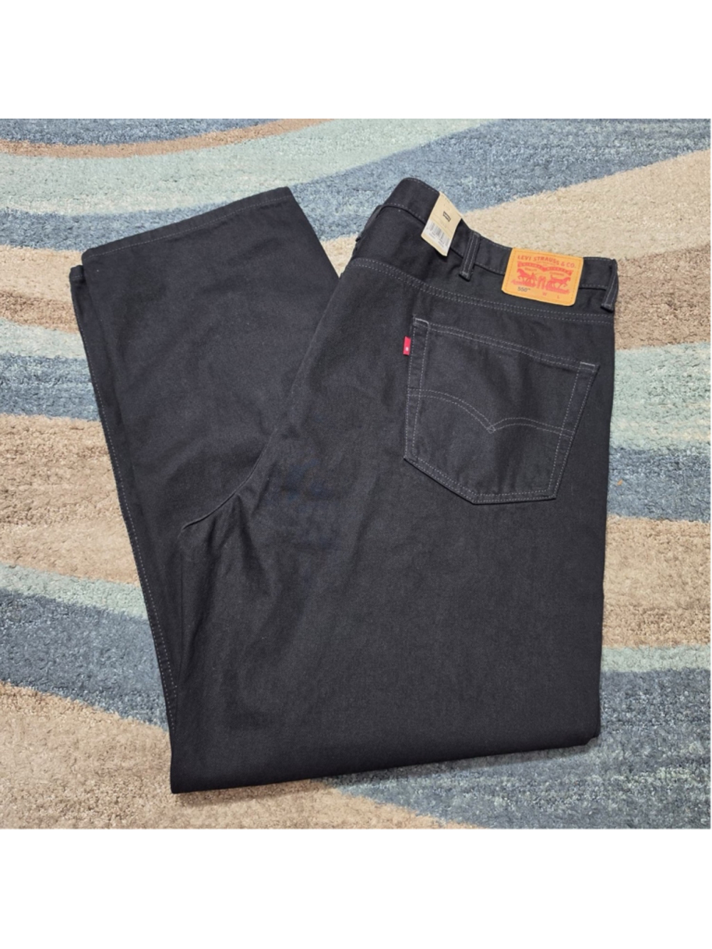 Levi’s 550 Relaxed Fit Jeans Mens 52x34 Black Denim NWT Classic Straight
